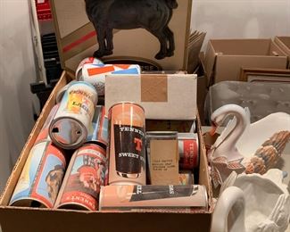 Vintage beer cans, beer sign