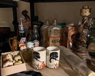 Vintage pop and liquor bottles