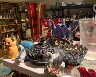 Carnival glass, vase