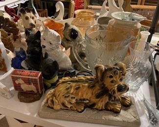 All kinds of vintage dog figurines