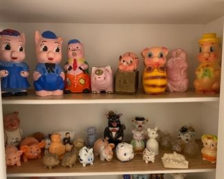 Vintage pig banks and cookie jars