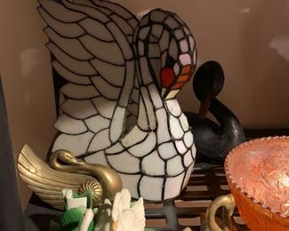 Gorgeous stained glass swan lamp
