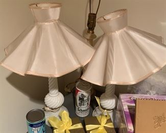 Antique milk glass lamps