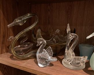 Mid century art glass swan