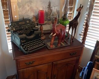 Beautiful cabinet, giraffe, elephant, Antique Royal Typewriter, Art