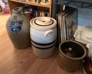 Jugs, crocks, 33rpm record albums