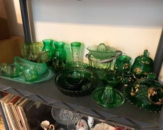 Vaseline glass, antique green glass