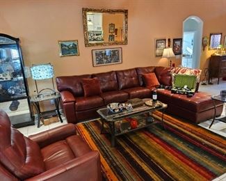 Leather sectional.  Leather recliner