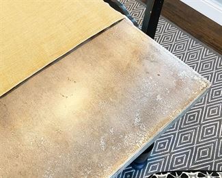 Pier 1, 6 Chair Dining Table Black with Metal Top and Two Drawers