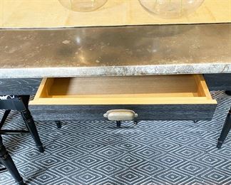 Pier 1, 6 Chair Dining Table Black with Metal Top and Two Drawers