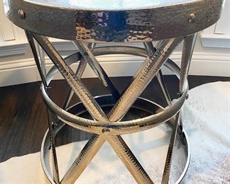Round, Hammered, Stainless Steel Side Table (Made in India)