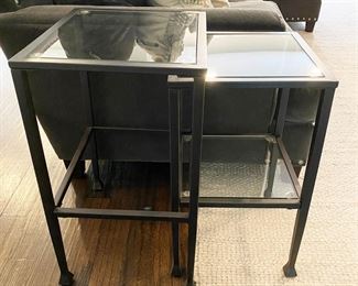 Glass Top, Matte Black Metal Leg Nested Side Tables (2 Pairs available)