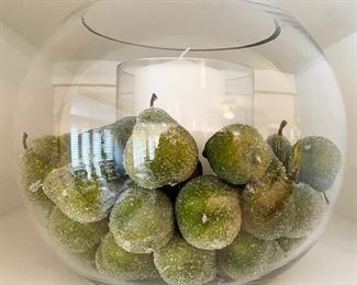 Large Candle Vase with Artificial Pear Filler