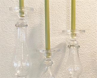 Glass Pillar Candle Holder Trio (2 Sets of 3 available)