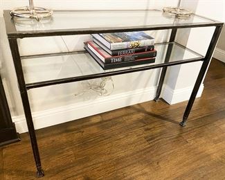 Glass Top with Glass Shelf Console Table