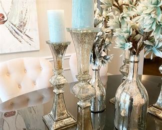 Z Gallerie Mercury Glass Look Pillar Candle Holders