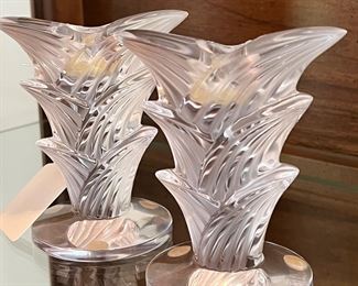 Lovely pair of Lalique candleholders