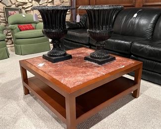 Square coffee table with marble top
