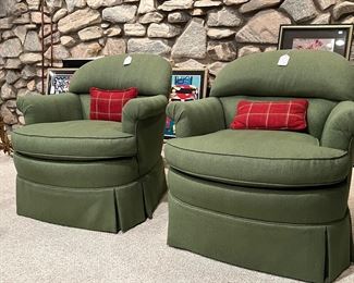 Pair of green club chairs