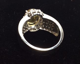 14KT CITRINE & DIAMOND RING, 9.5g, SIZE 8 1/2,