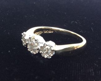14KT GOLD & DIAMONDS, .4cts, 3.6g, SIZE 7 1/2