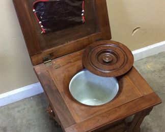 ANTIQUE CLOSE STOOL CHAMBER POT BEDSIDE COMMODE