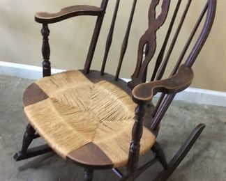 VTG. WINDSOR STYLE BRACE BACK ROCKING CHAIR