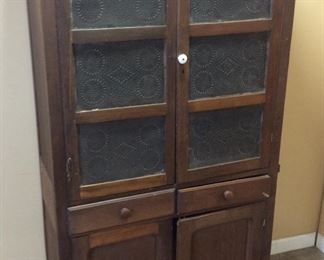 ANTIQUE PRIMITIVE PIE SAFE w TIN PUNCH