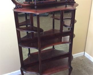 ANTIQUE MAHOGANY MIRRORED ETAGERE