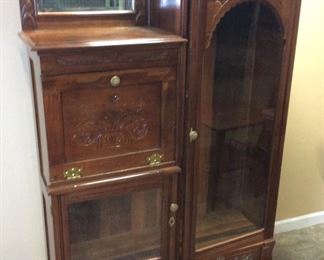 ANTIQUE SIDE BY SIDE SECRETARY DESK, CURIO