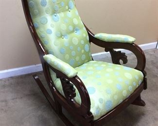 ANTIQUE UPHOLSTERED ROCKING