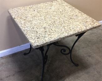 WROUGHT IRON GRANITE TOP END TABLE