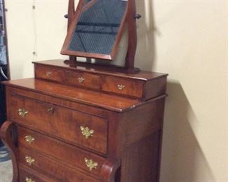 VTG. DRESSER & HARP VANITY MIRROR