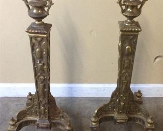 ANTIQUE BRASS ANDIRONS