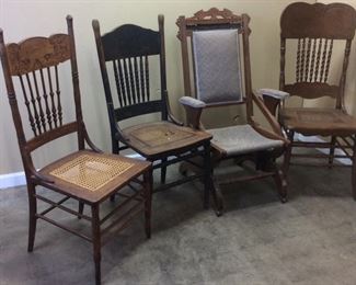 CHOICE ANTIQUE PRESSED BACK CHAIRS