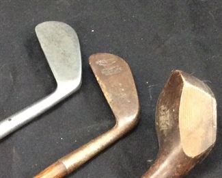 ANTIQUE WOOD SHAFT GOLF CLUBS
