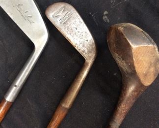 ANTIQUE WOOD SHAFT GOLF CLUBS