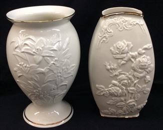 (2) LENOX IVORY EMBOSSED FLORAL 