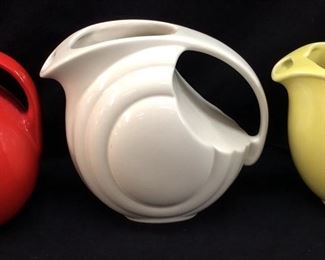 (3) VTG. HALL CHINA PITCHERS, YELLOW LOO