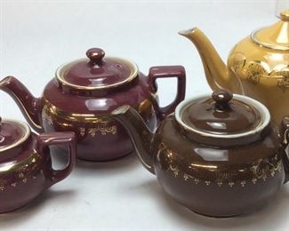 (4) VTG. DECORATIVE HALL CHINA TEAPOTS