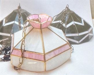  (3) VTG. STAINED GLASS CHANDELIERS