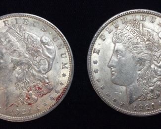  (2) 1921-P MORGAN SILVER DOLLARS