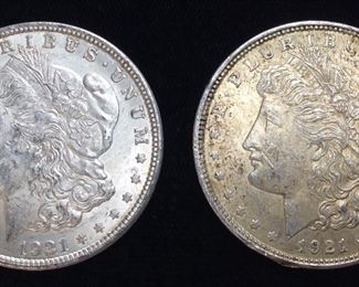  (2) 1921-P MORGAN SILVER DOLLARS