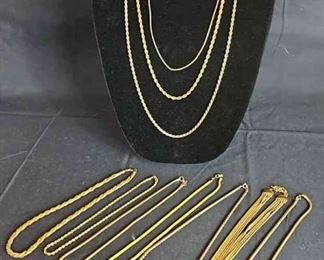 Collection Of Costume Jewelry Gold Chains
