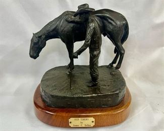 "Old Timers", by James C. Hellen (1947-2009), Hebbronville, TX.  9 of 50. 10" x 9" x 7".