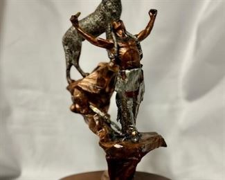 "Spirit of the Wolf", by C. A. Pardell (b. 1957). Signed, 205 of 500, Mixed Media, Legends Series, 3rd Release. 11.5" x 5" x 5". 1993