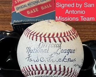 1941 National League Baseball (Ford C. Fricke) and Stamped By Texas League Commissioner (J. Alvin Gardner), Signed by San Antonio Missions Baseball Team (1941).
