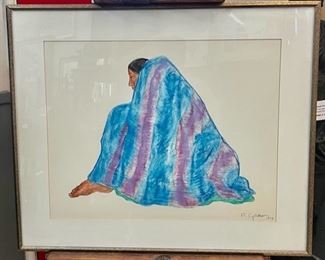 R. C. Gorman (1931 - 2005), Original, Pastel on Paper, 1973, Framed. 28" x 22"
