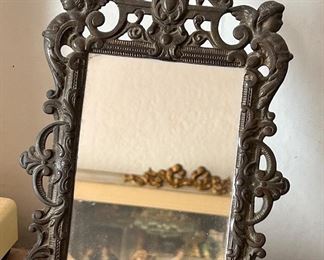 Victorian table mirror, make-up in cast iron