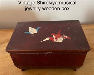 Vintage Shirokiya musical jewelry wooden box